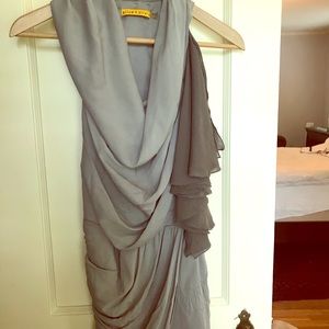 Alice & Olivia Gray Dress w Racerback & Roushing